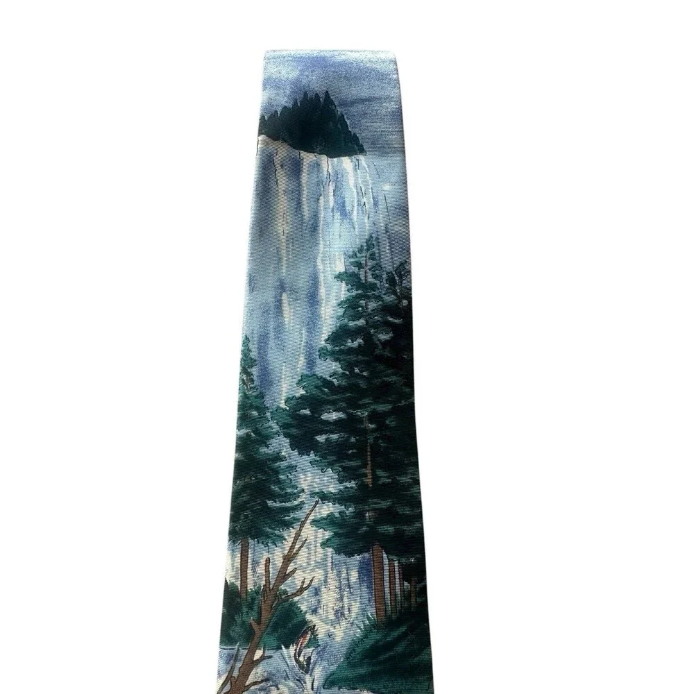 Vintage Lands' End Silk Tie Fishing Trout Salmon Fish Hand Sewn in USA